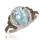 Le Vian Chocolatier® Ring featuring Sea Blue Aquamarine® Chocolate Diamonds® , Vanilla Diamonds® set in 14K Vanilla Gold®