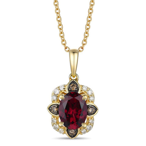 Le Vian Creme Brulee® Pendant featuring Raspberry Rhodolite® Nude Diamonds™ , Chocolate Diamonds® set in 14K Honey Gold™