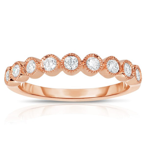 9 Diamond Ring On 14K Pink Gold
