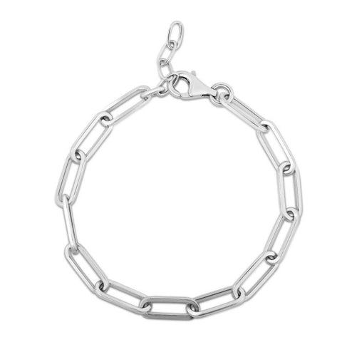 Silver Squared Paperclip Link Chain Bracelet