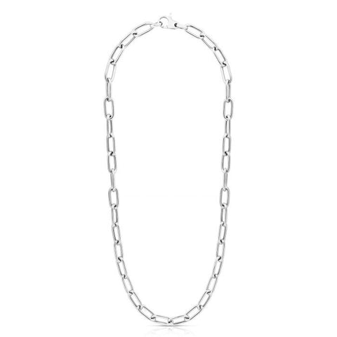 Silver Rounded Paperclip Chain 18"
