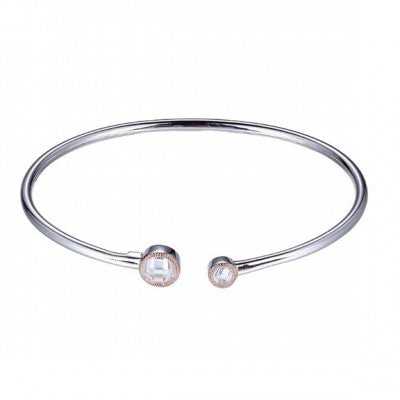 Sterling and Rose Gold Plated CZ Bangle