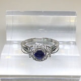Sapphire & Diamond Halo Ring