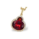 Garnet with Diamond Halo Pendant