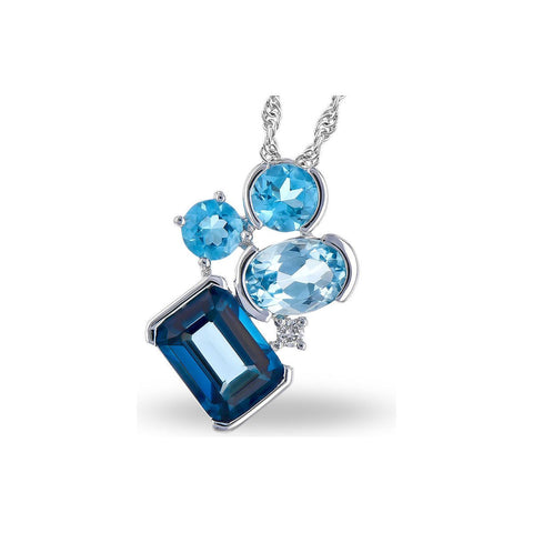 Multi Stone Pendant with Blue Topaz and Diamonds