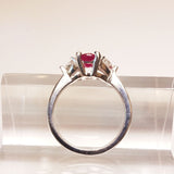 Oval Ruby & Diamond Platinum Engagement Ring