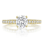 Petite Crescent French Pave Yellow Gold