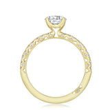 Petite Crescent French Pave Yellow Gold