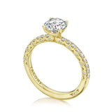 Petite Crescent French Pave Yellow Gold