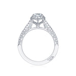 18k White Gold Petite Crescent Halo Engagement Ring