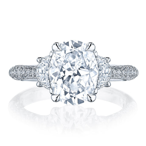 Platinum Founders Collection 3 Stone Half Moon Engagement Ring