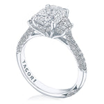 Platinum Founders Collection 3 Stone Half Moon Engagement Ring