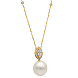 18k Yellow Gold South Sea & Diamond Pendant