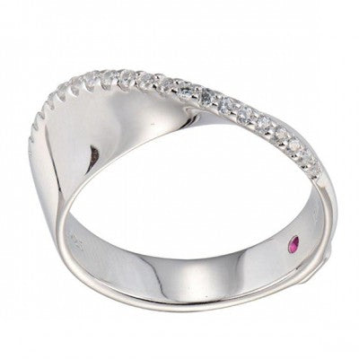 Sterling Silver Wave CZ Ring
