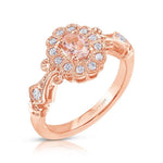 Oval Morganite Halo Engagement Ring
