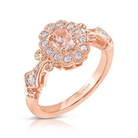 Oval Morganite Halo Engagement Ring