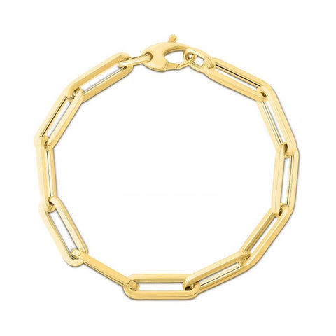14K Gold 6.1mm Paperclip Chain Bracelet