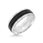 Tungsten Carbide Comfort Fit Men's White Band with Black Matte Center