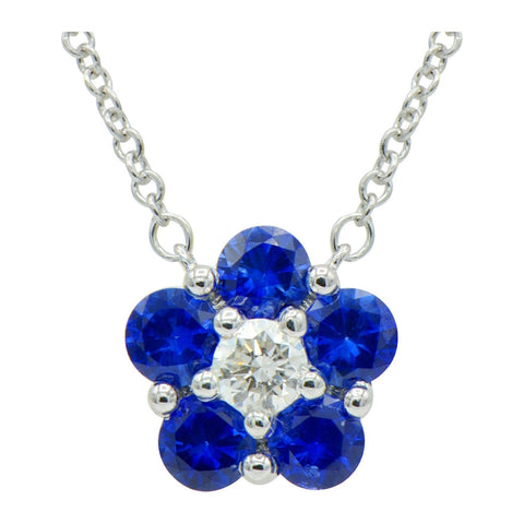 18k White Gold Sapphire & Diamond Pendant