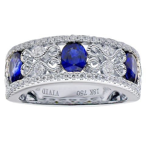 18k White Gold Sapphire & Diamond Band