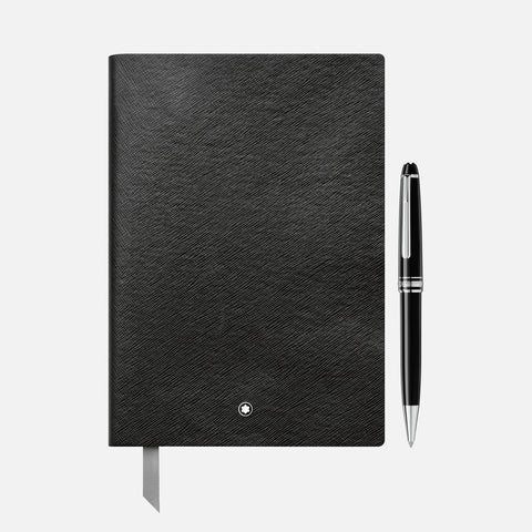 Set With The Meisterstück Classique Platinum-Coated Ballpoint Pen And Notebook #146 In Black
